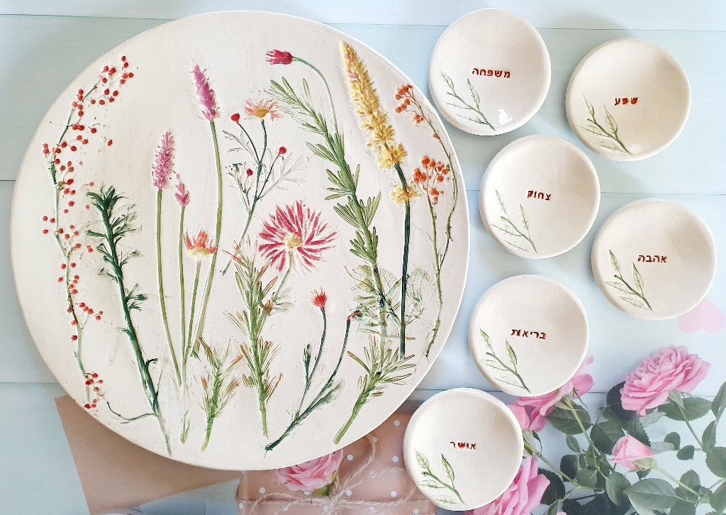 Ceramic floral botanical plate Housewarming gift
