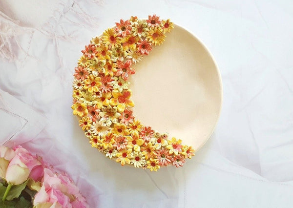 Decorative plate Ceramic floral plate Housewarming gift Botanical plate