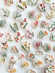 Ceramic cabochons Pressed flower cabochons Botanical decor