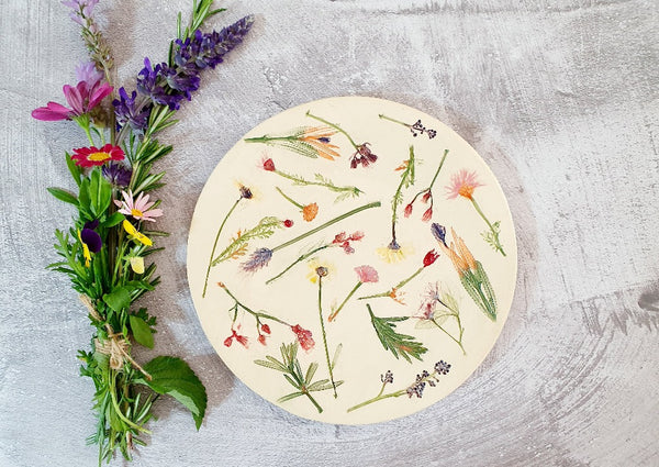 Handmade ceramic floral botanical plate