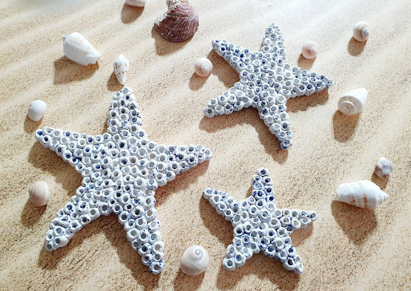 Ceramic white stars, Starfish decor