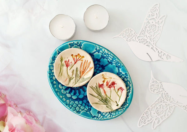 Shabbat candle holders Tea light candle holders Ceramic botanical