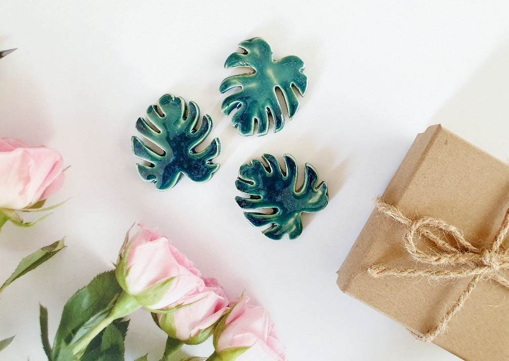 ceramic monstera leaf Tropical leaves Ceramic Monstera leaves Home decor Jungle decor