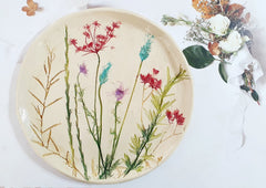 Plate with flowers imprint