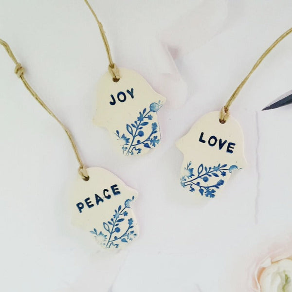 Hamsa decoration Ceramic Hamsa with blessing word Personalized Hamsa