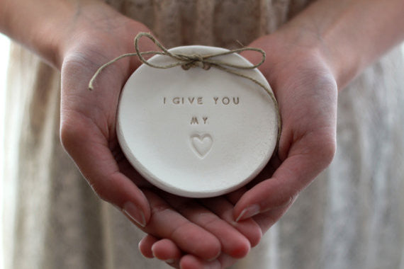 I give you my heart Wedding ring dish – Ceramics By Orly