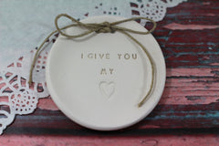 I give you my heart Wedding ring dish - Ceramics By Orly
 - 2
