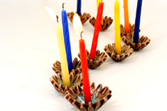 Ceramic Hanukkah Menorah with brown and turquoise flowers - Ceramics By Orly
 - 4