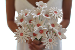 White Bridal bouquet, Wedding bouquet Shabby chic wedding Wedding flowers - Ceramics By Orly
 - 2