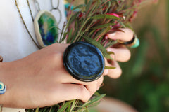 Black ring Fashion jewelry Boho jewelry - Ceramics By Orly
 - 4