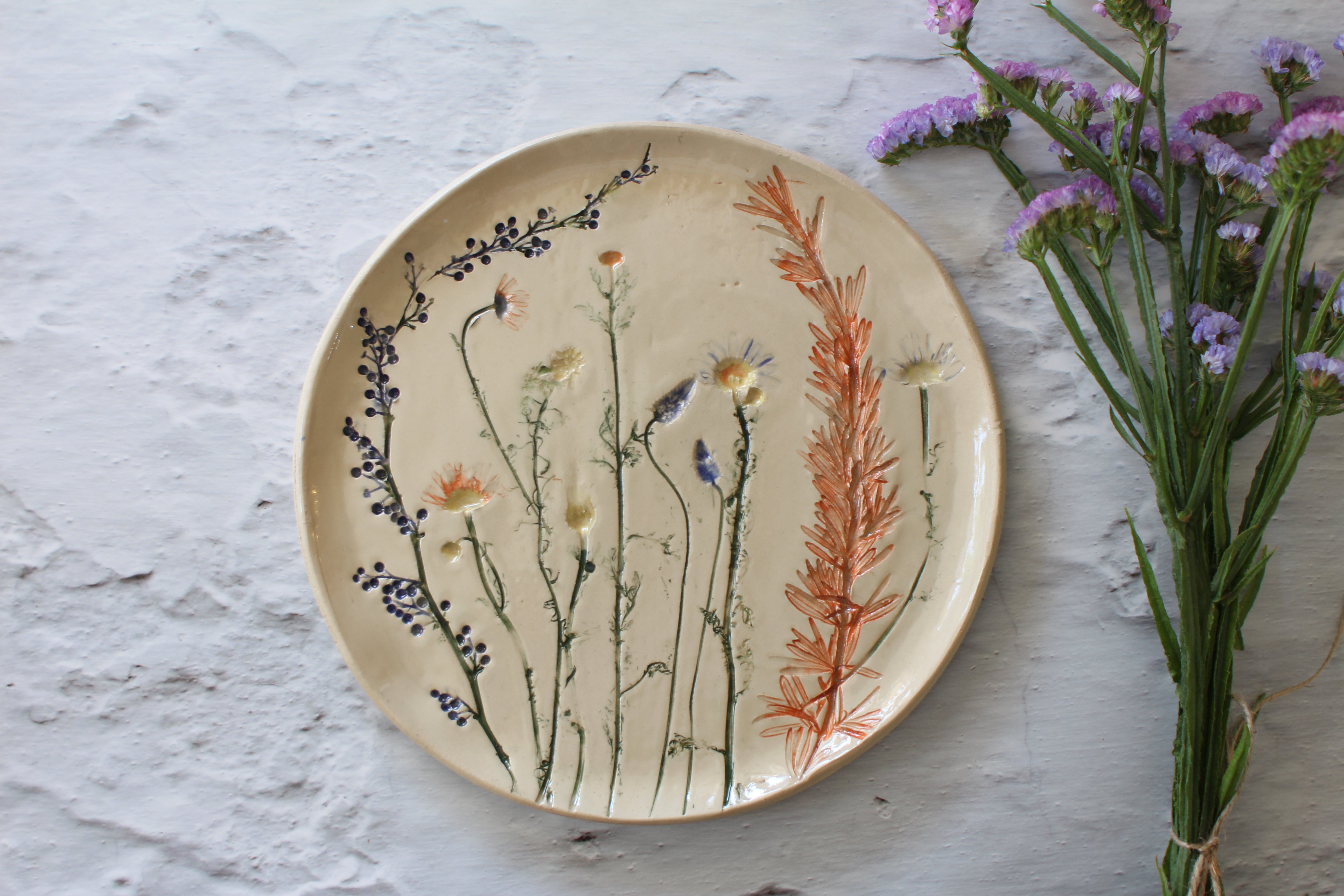 Handmade botanical plate – Ceramics By Orly