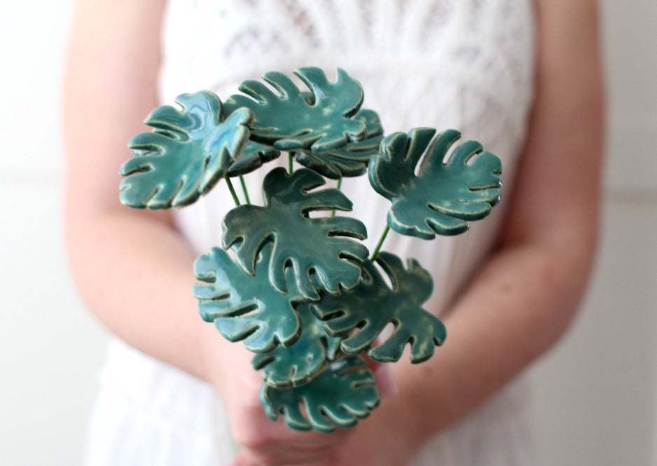 monstera plant gift Ceramic Monstera leaves Housewarming gift – Ceramics By Orly
