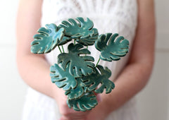 ceramic monstera leaves