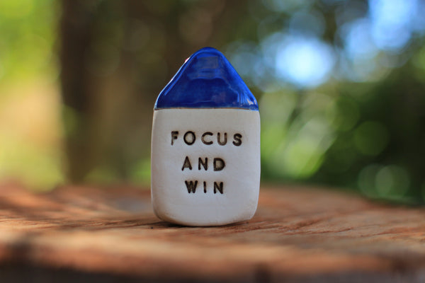 Inspirational quote Motivational quotes Personal gift Miniature house Focus and Win