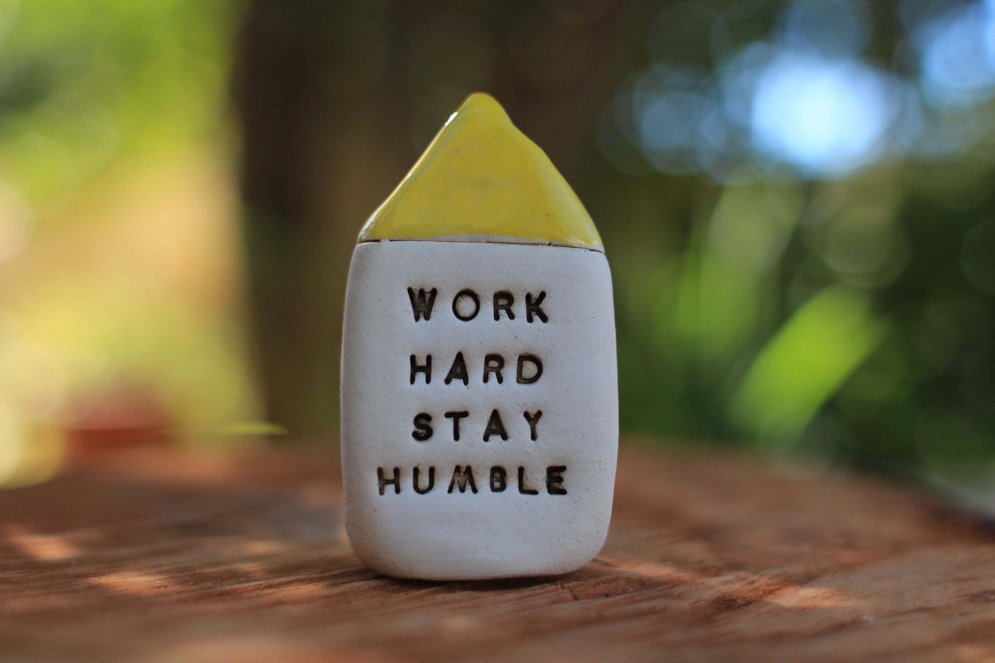 Inspirational quote Motivational quotes Personal gift Miniature house Work hard stay humble - Ceramics By Orly
 - 1