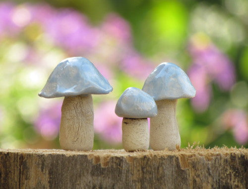 Ceramic pastel colors miniature mushrooms in variety of sizes and shapes - Ceramics By Orly
 - 1