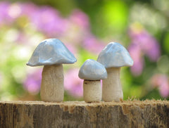 Ceramic pastel colors miniature mushrooms in variety of sizes and shapes - Ceramics By Orly
 - 1