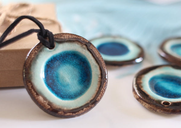 One of a kind turquoise ceramic necklace