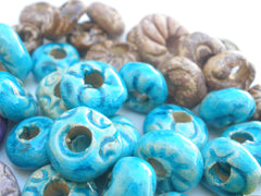 Turquoise and brown ceramic beads - Ceramics By Orly
 - 4