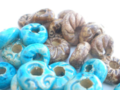 Turquoise and brown ceramic beads - Ceramics By Orly
 - 3