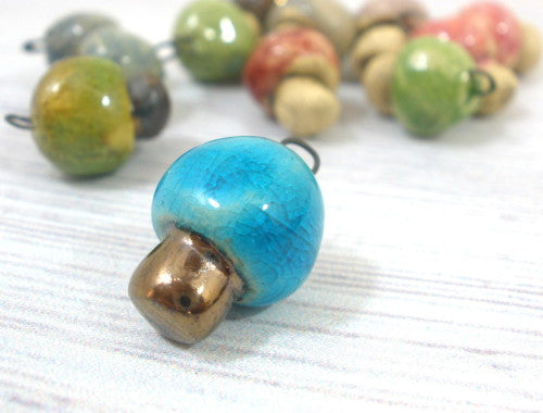 Miniature mushroom charm in a color of your choice