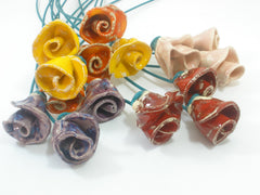 One of a kind set of 9 Colorful ceramic flowers - Ceramics By Orly
 - 2