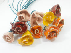One of a kind set of 9 Colorful ceramic flowers - Ceramics By Orly
 - 3