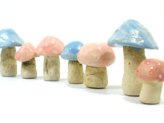 Ceramic pastel colors miniature mushrooms in variety of sizes and shapes - Ceramics By Orly
 - 4
