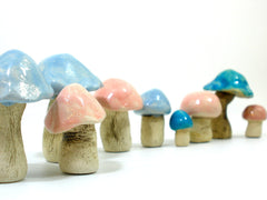 Ceramic pastel colors miniature mushrooms in variety of sizes and shapes - Ceramics By Orly
 - 2