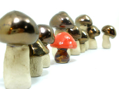 Ceramic golden brown miniature mushrooms in variety of sizes and shapes - Ceramics By Orly
 - 2