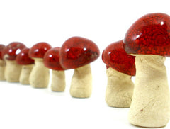 Ceramic red miniature mushrooms in variety of sizes and shapes - Ceramics By Orly
 - 2