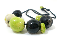 Black and green beaded ceramic jewelry - Ceramics By Orly
 - 3