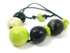 Black and green beaded ceramic jewelry - Ceramics By Orly
 - 2