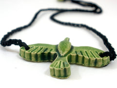 Black and green ceramic bird necklace - Ceramics By Orly
 - 3