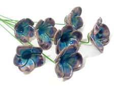 Purple and turquoise ceramic flowers - Ceramics By Orly
 - 4
