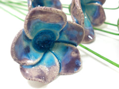 Purple and turquoise ceramic flowers - Ceramics By Orly
 - 2