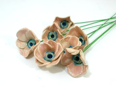 Pink and turquoise ceramic flowers - Ceramics By Orly
 - 3