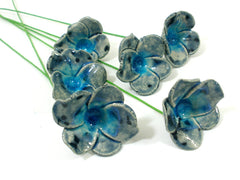 Blue and turquoise ceramic flowers - Ceramics By Orly
 - 5