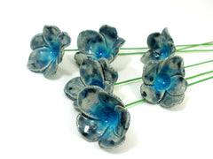 Blue and turquoise ceramic flowers - Ceramics By Orly
 - 4