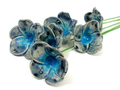 Blue and turquoise ceramic flowers - Ceramics By Orly
 - 3