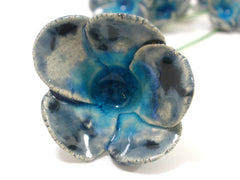 Blue and turquoise ceramic flowers - Ceramics By Orly
 - 2
