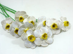 White and yellow Daffodil ceramic flowers - Ceramics By Orly
 - 3