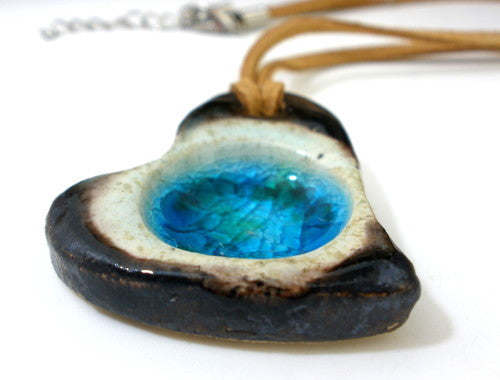 Ceramic jewelry – Heart necklace - Ceramics By Orly
 - 1