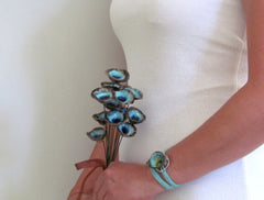 Bridal bouquet in brown and turquoise for your wedding day - Ceramics By Orly
 - 1