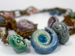 Crocheted ceramic beads bracelet or long necklace - Ceramics By Orly
 - 2
