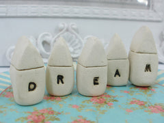 A set of tiny rustic ceramic miniature DREAM houses in colors of your choice - Ceramics By Orly
 - 3