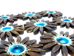 Turquoise and brown ceramic flowers - Ceramics By Orly
 - 5