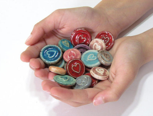 Ceramic heart cabochons favors
