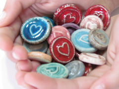 Ceramic heart cabochons favors - Ceramics By Orly
 - 5
