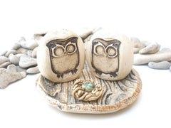 Owls wedding cake topper - Ceramics By Orly
 - 1